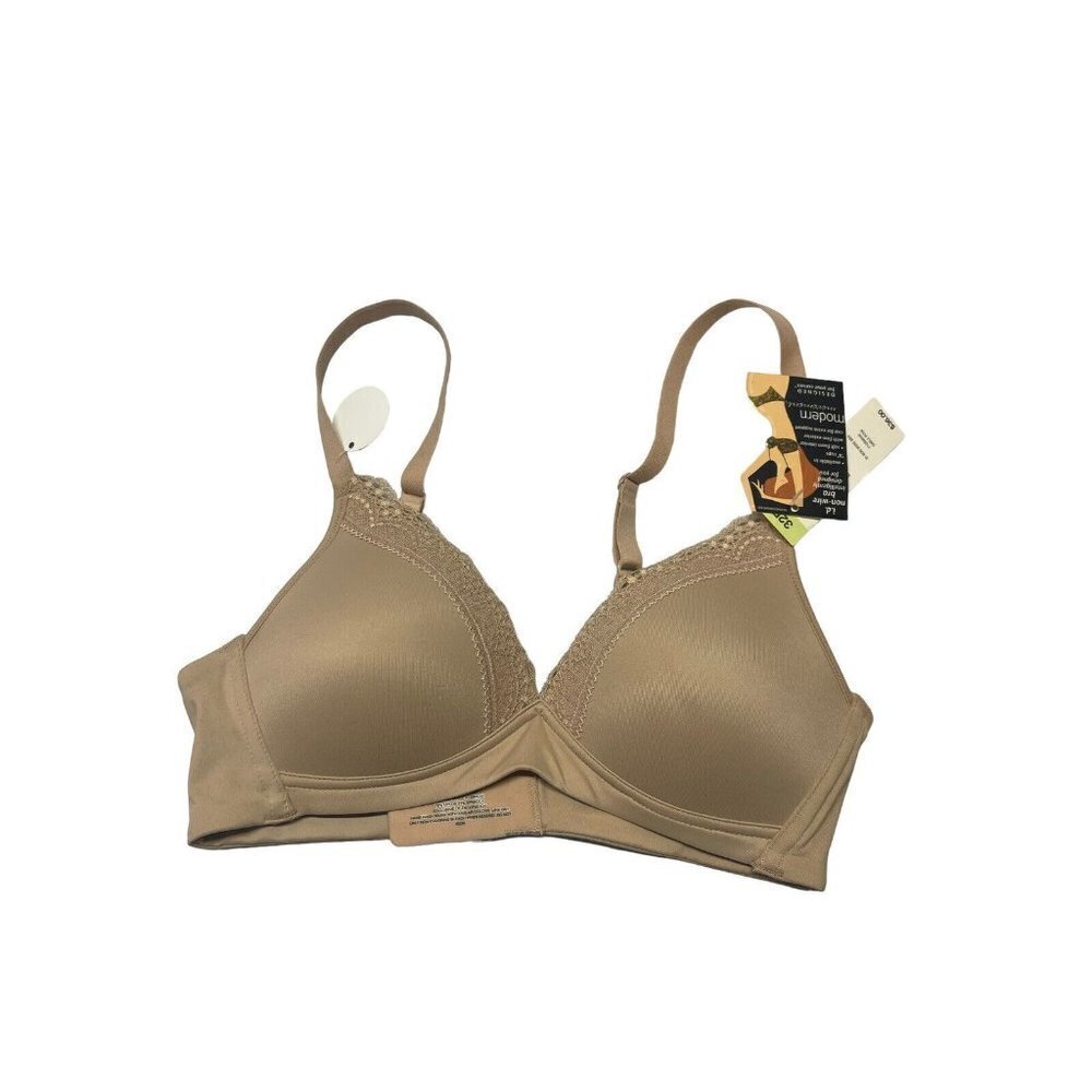 Modern Movement No Underwire Bra Nude Beige Sable Size 32B Lace Trim New NWT